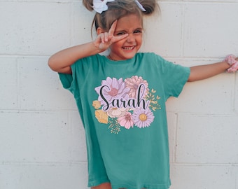 Retro Kids Name Shirt, Personalized Kids Shirt, Personalized comfort colors Shirt, Custom Name Girl Tshirt, Custom Girl Tee, Custom Boy Tee