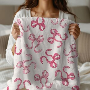 Personalized coquette pink bow Blanket, coquette room decor, preppy stuff room decor, pink bow baby blanket, bow decor