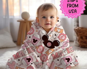 Manta rosa de Disneyland, manta de Minnie Mouse, manta de Mickey Mouse, regalo para un viaje a Disney, regalo para adultos de Disney Baby, regalo de Navidad, regalo de cumpleaños