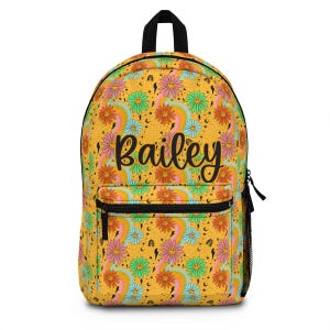 Personalized Backpack smiley face checkered, Back to school Gifts for kids Girls Backpack, yellow Kids toddler Backpack, custom daycare bag
