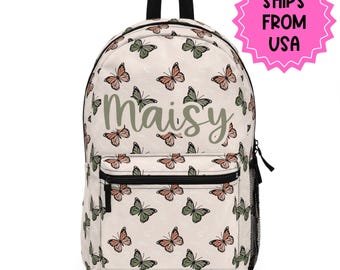 Mochila personalizada con diseño de mariposa bohemia, mochila escolar para niñas, mochila para niños pequeños, regalos para niñas, mochila personalizada para guardería.