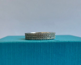 Three Row Full Eternity Swarovski Diamond Wedding Band