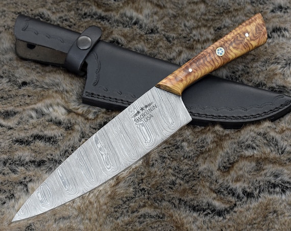 CUSTOM, 12", PRO CHEF knife, Damascus Steel knife, French Chef knife w/ Exotic Olive wood handle