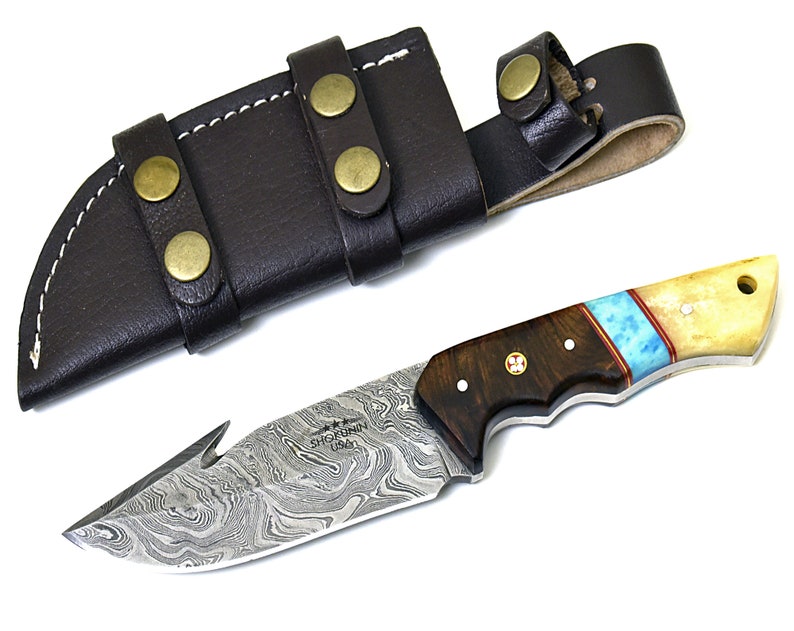 10 CUSTOM DAMASCUS GUT Hook Knife Hunting Fishing Etsy