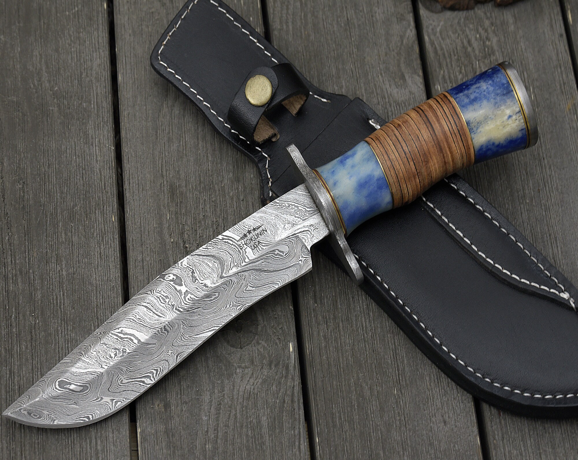 BOWIE KNIFE Custom Damascus Knife 12.0 hand Forged - Etsy