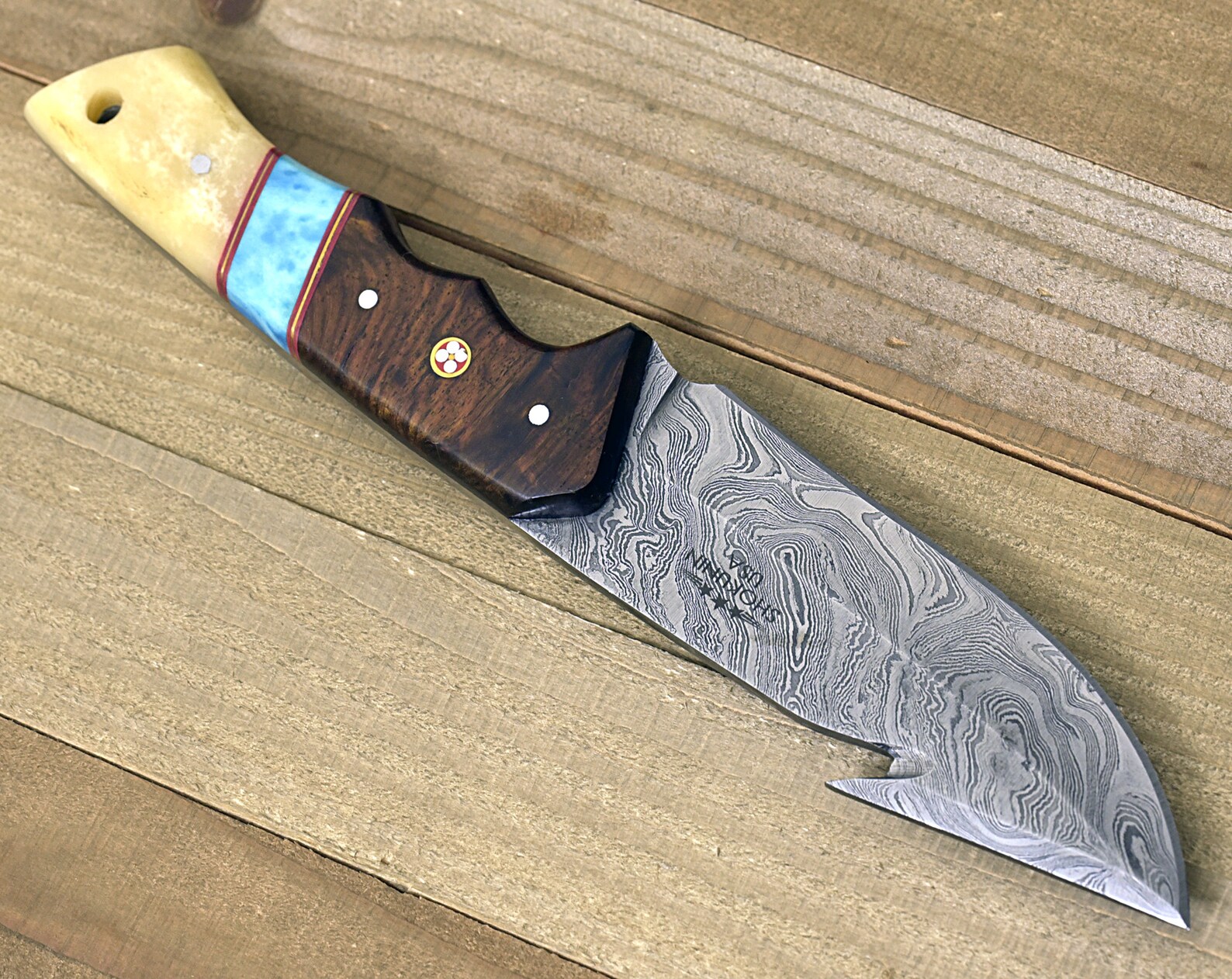 10 CUSTOM DAMASCUS GUT Hook Knife Hunting Fishing Etsy