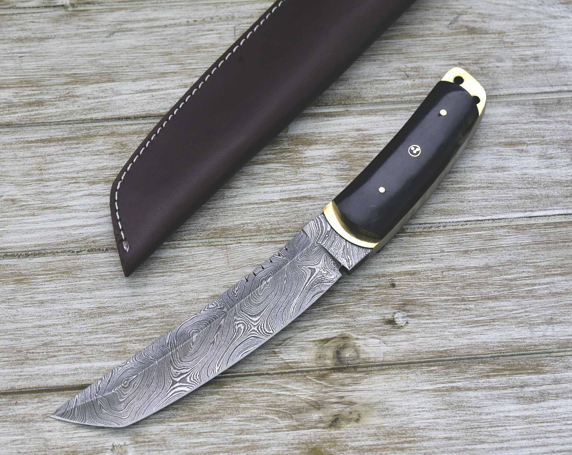 DAMASCUS TANTO KNIFE Custom Damascus Knife 11.5 hand Etsy