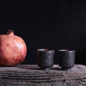 Sake cups. Set of two cups for the tea ceremony. Raku ceramics. Tea set. Handmade. A gift for tea lovers. image 1