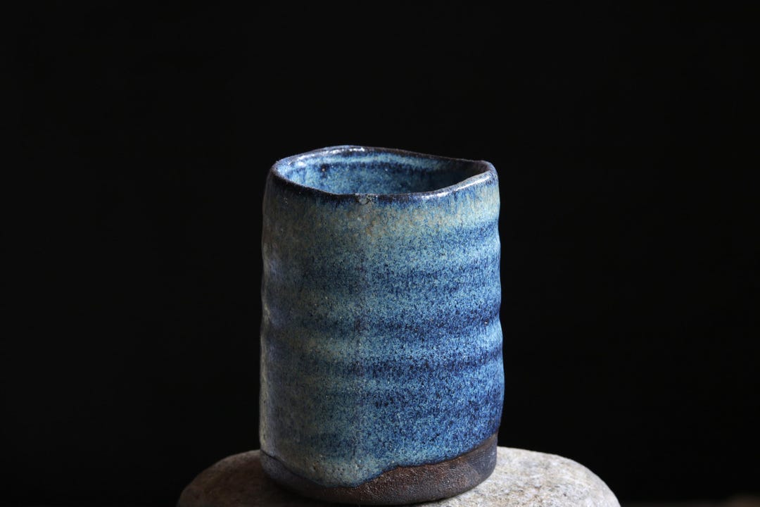 Artisan Premium Yunomi Tea Cup 140ml Pure Natural Ash Glaze Deep Cosmic ...