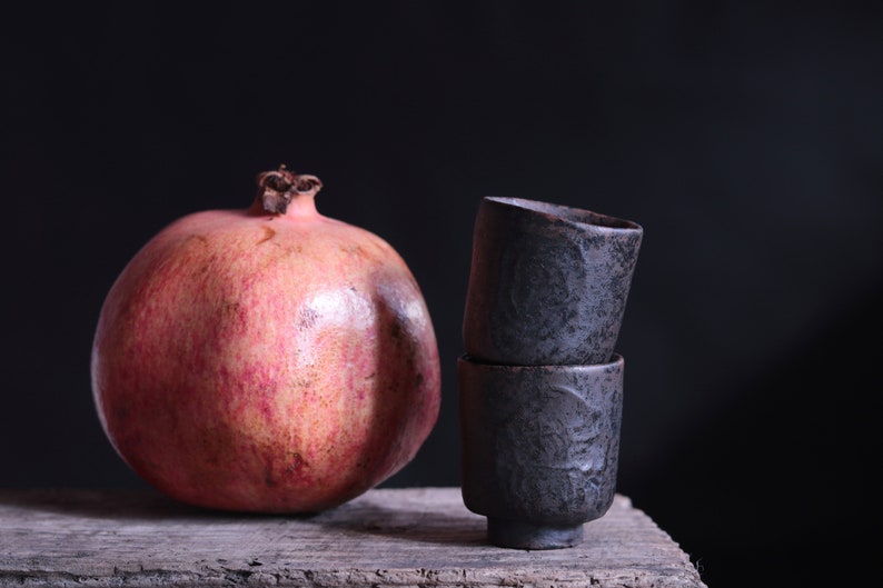 Sake cups. Set of two cups for the tea ceremony. Raku ceramics. Tea set. Handmade. A gift for tea lovers. image 2