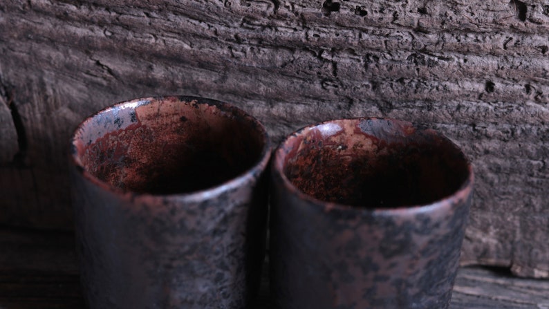 Sake cups. Set of two cups for the tea ceremony. Raku ceramics. Tea set. Handmade. A gift for tea lovers. image 4