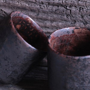 Sake cups. Set of two cups for the tea ceremony. Raku ceramics. Tea set. Handmade. A gift for tea lovers. image 3