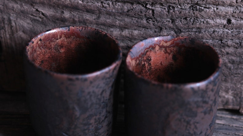 Sake cups. Set of two cups for the tea ceremony. Raku ceramics. Tea set. Handmade. A gift for tea lovers. image 5