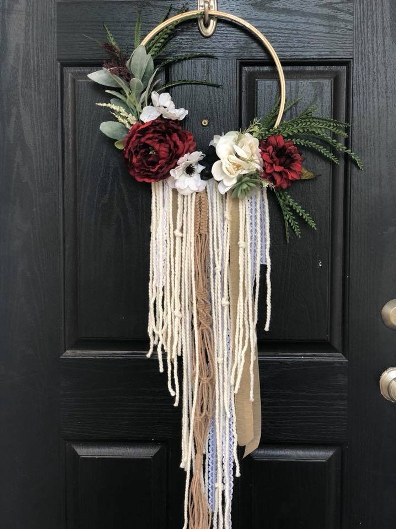 Succulent Hoop Wreath Fl Dreamcatcher Boho Dream Image 0