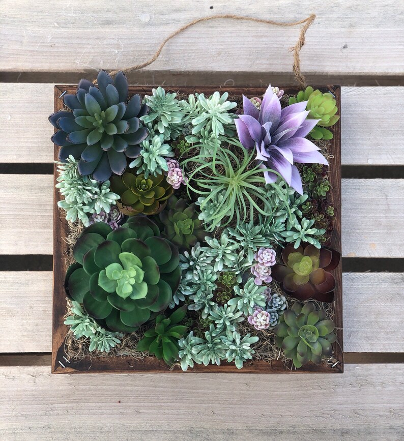 Purple Succulent Wall Planter Faux Vertical Decor Gifts For The Home Arrangement