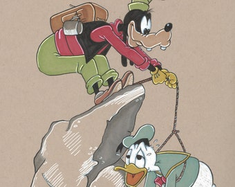 Goofy and Donald: Inktober 2018 - Copic Marker & Ink Print (8x10)