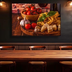 Italian Pasta Canvas Print: Farmhouse Kitchen Wall Art