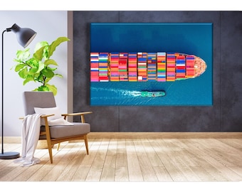 Container Ship Cargo Ship Canvas, Nautical Wall Art, Container Ship Print, Nautical Vessel Canvas, Nautical Artwork, Nautical Print