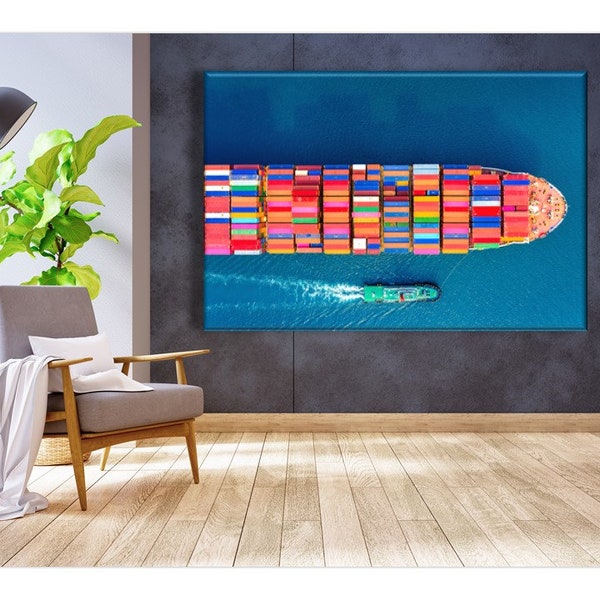Container Ship Cargo Ship Canvas, Nautical Wall Art, Container Ship Print, Nautical Vessel Canvas, Nautical Artwork, Nautical Print