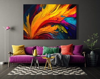 Colorful Mysterious Print Canvas, Multicolor Art Print, Contemporary Wall Decor, Abstract Painting Print Canvas, Modern Wall Art