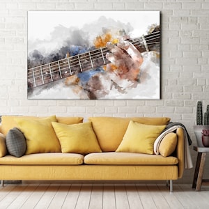 Abstract Guitar Canvas Print: Rock Music Wall Art