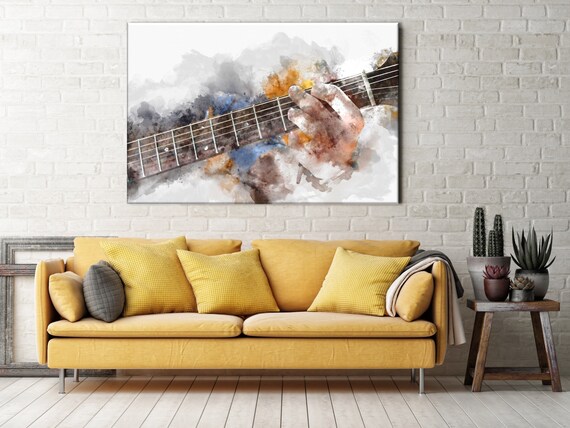 Guitar Wall Art Abstract Painting of Guitar Rock Canvas - Etsy