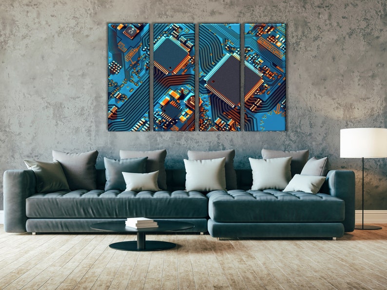 Circuit board print Engineer Technology Gift Science Poster Science Art PC Chip Canvas Print Motherboard Canvas Circuit Board Art
