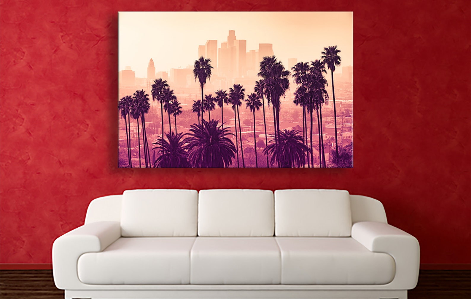 Los Angeles Skyline LA Canvas Print California Wall Decor Etsy