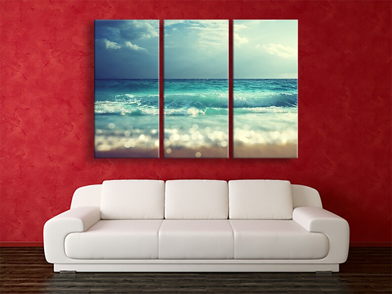 Nautical Wall Art Ocean Beach Canvas Ocean Waves Wall Decor Etsy