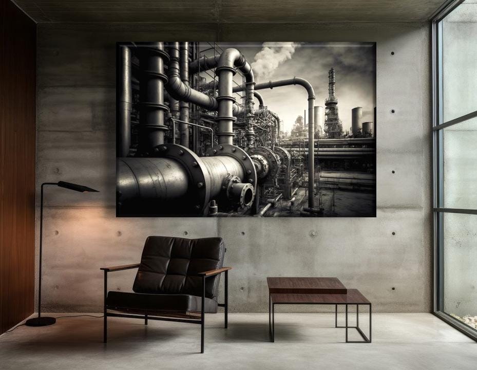 Energy Industry Pipeline Canvas Print: Large Factory Artwork
