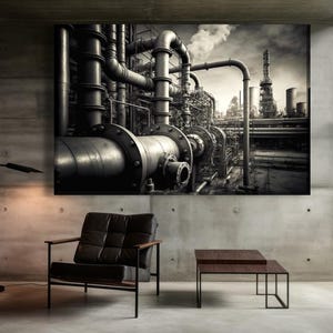 Impressão em tela de oleoduto da indústria energética: grande obra de arte de fábrica