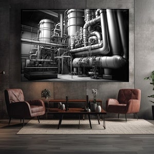 Modern Technological Factory, Industrial Plant ArtWork, Professional Art Print, Office Wall Decor, Engineer Gift