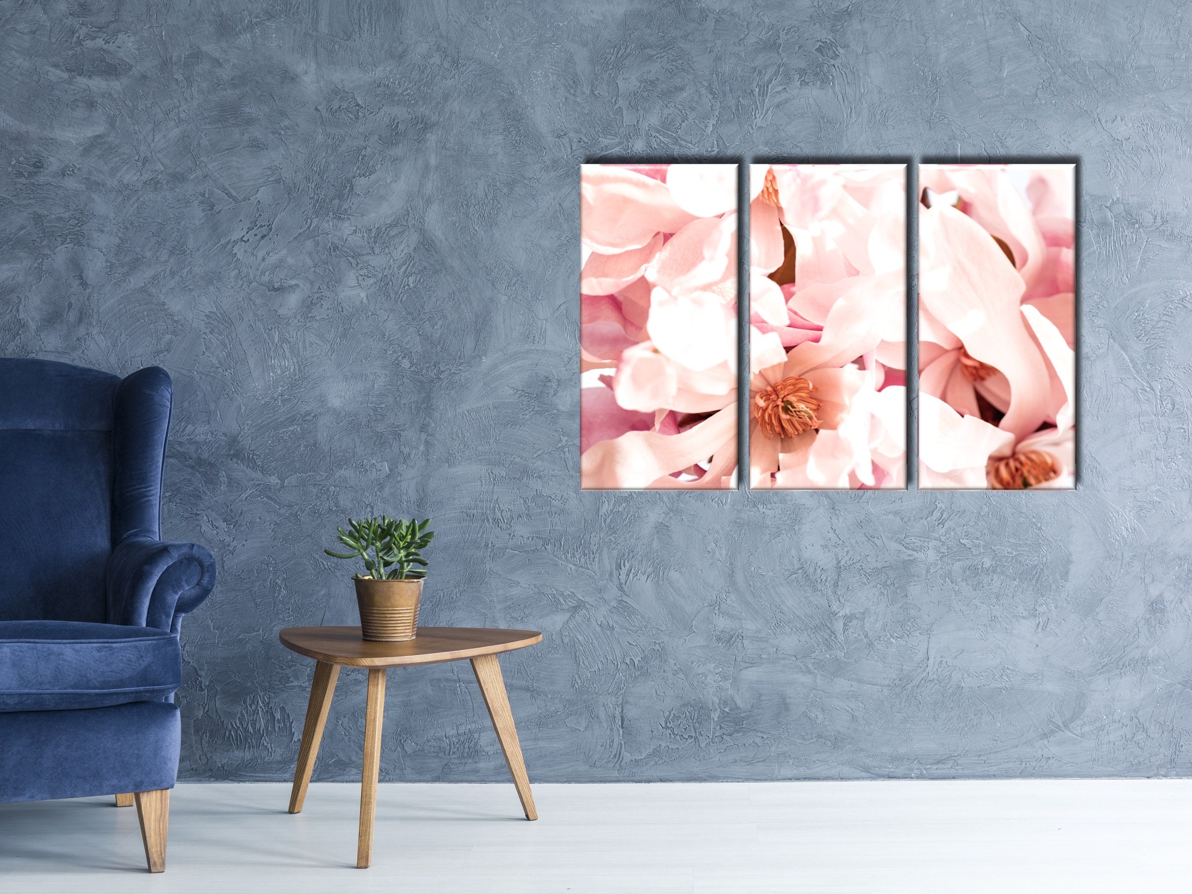 Floral Canvas Pink Flowers Wall Art Floral Print Botanical Etsy