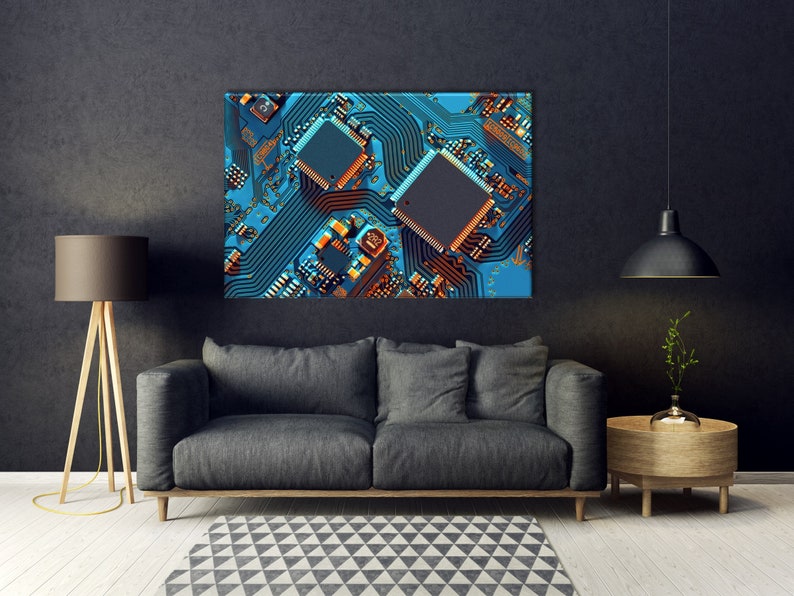 Circuit board print Engineer Technology Gift Science Poster Science Art PC Chip Canvas Print Motherboard Canvas Circuit Board Art