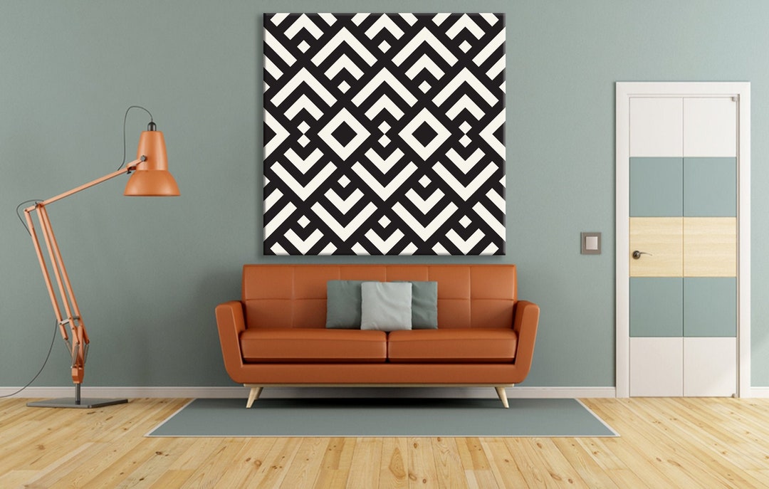 Geometric Canvas Print: Black & White Modern Wall Art - Etsy