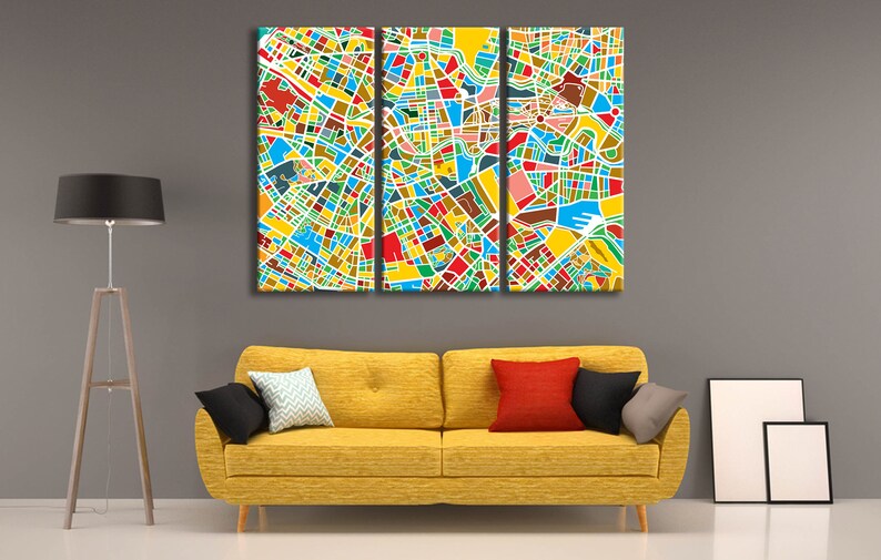 Colorful City Map Abstract City Map Abstract Map Canvas Etsy