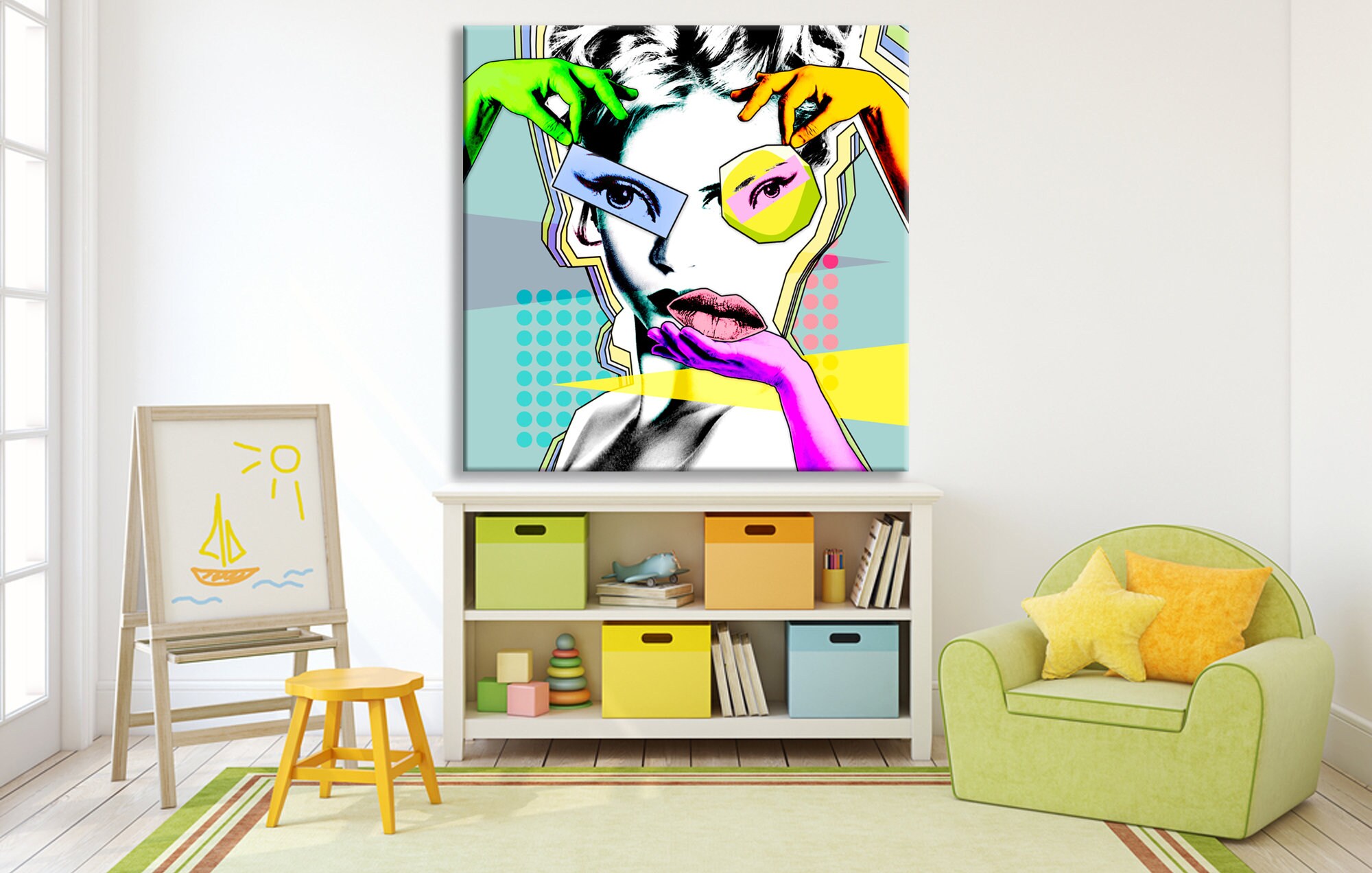Pop Art Wall Decor Retro Style Wall Art Abstract Canvas Etsy