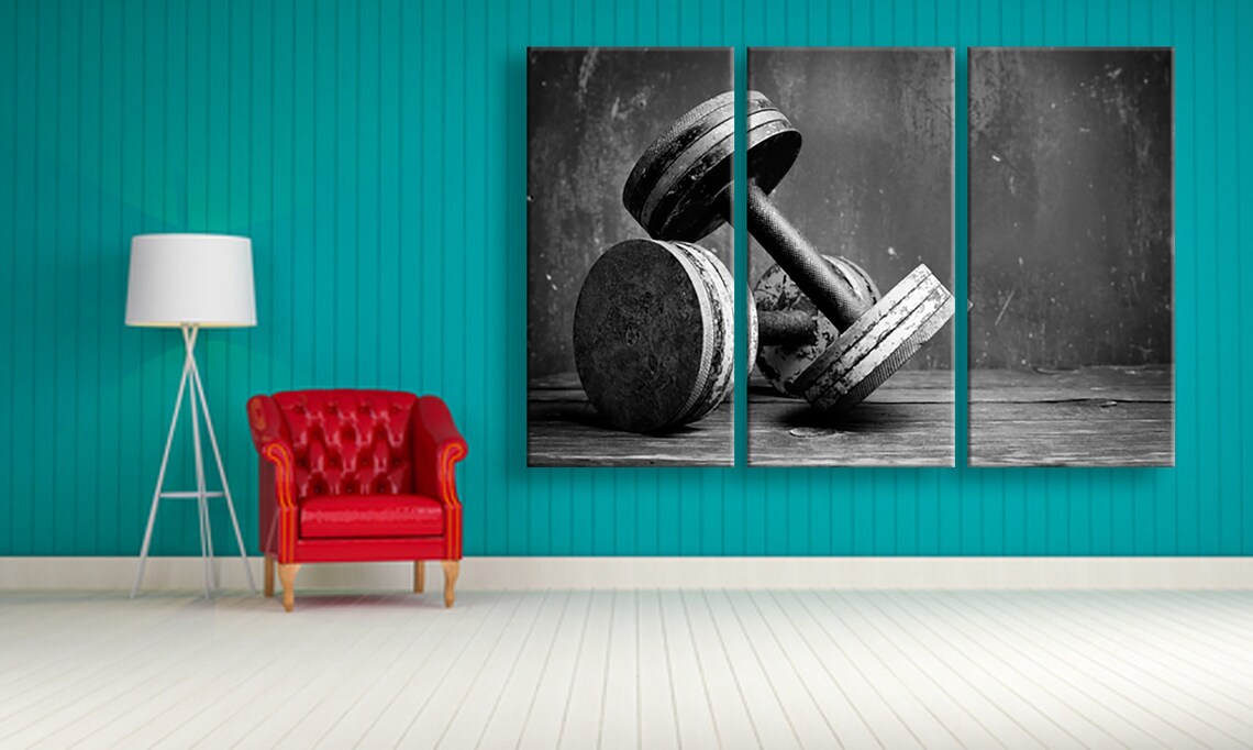 Dumbbells Canvas Print Gym Wall Art Stretched Ready to Hang Etsy