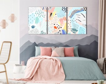 Floral Canvas Print, Tropical style Wall Art,  Modern Graphic Art Stretched Ready to Hang Wall Decor