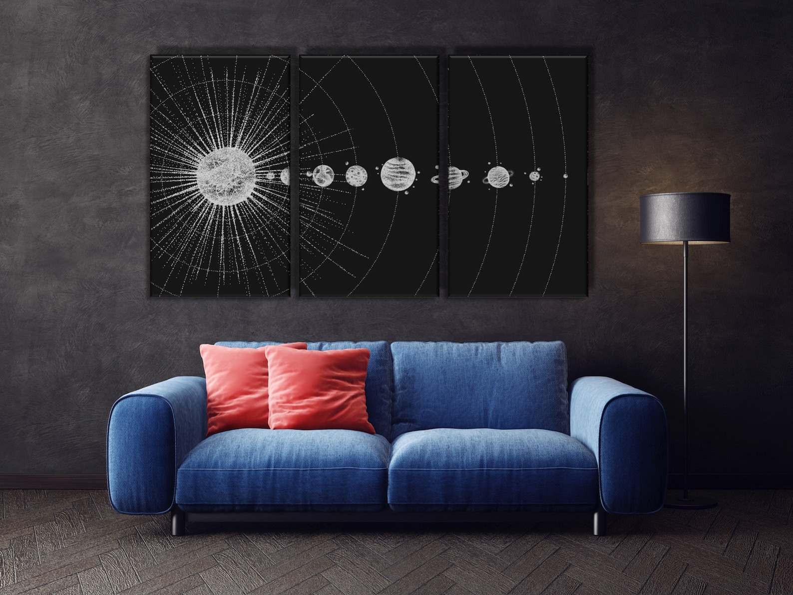 Solar System Wall Art Black and White Planets Canvas Space - Etsy