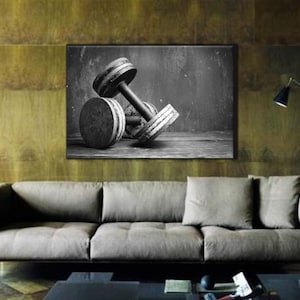 Dumbbells canvas print, Gym Wall Art, Stretched Ready to Hang Wall Art