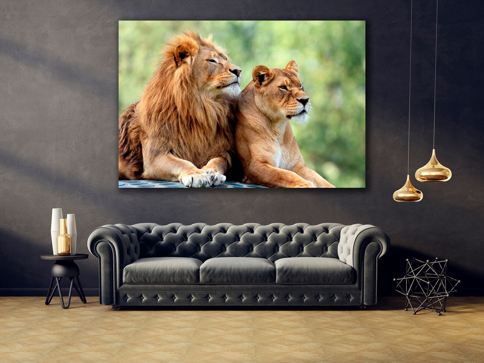 Lion portrait Lion wall art Lion Lover gift Stretched Etsy