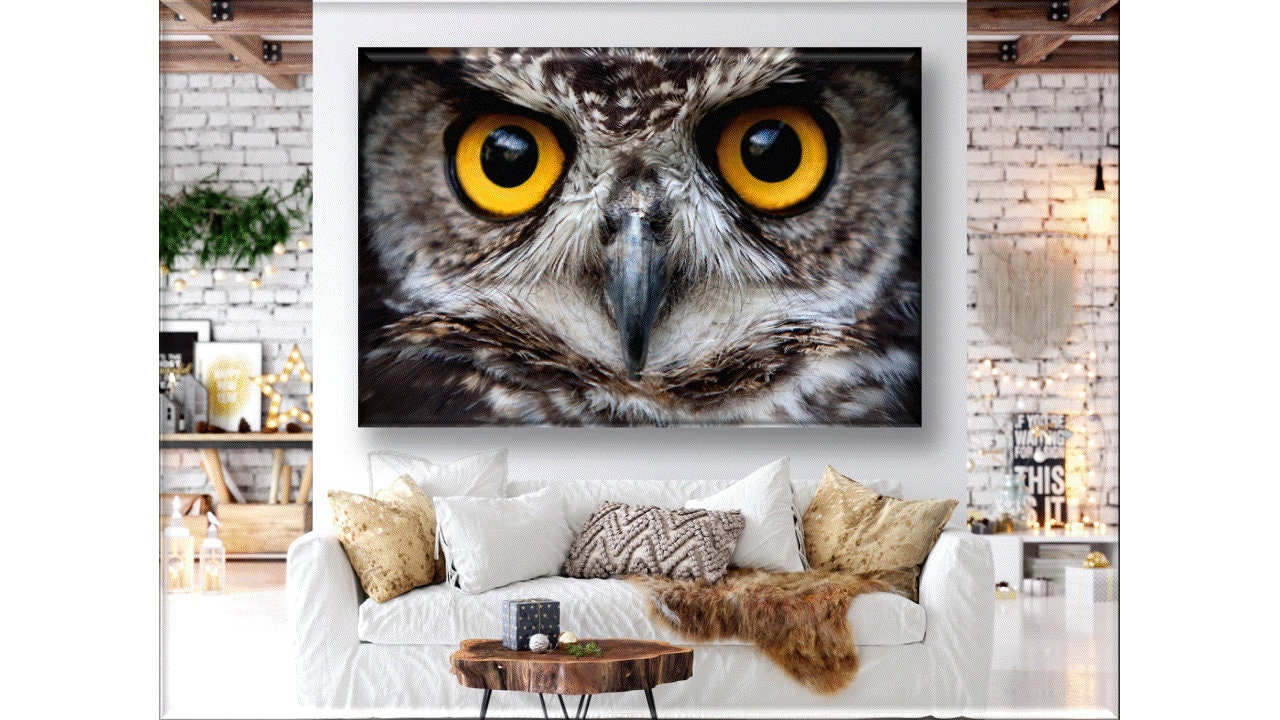 Owl Wall Art Owl Modern Wall Decor Stretched Ready to Hang Etsy
