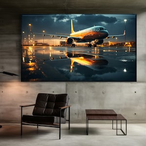 Airport Runway Canvas Print: Aviation Wall Art, Gift for Aviator