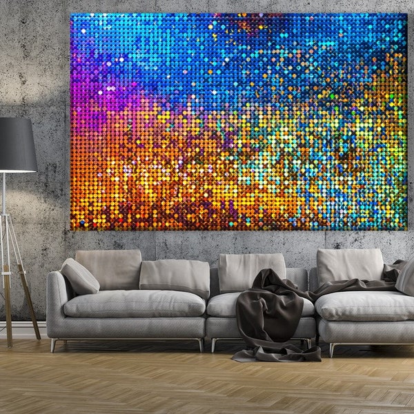 Disco Ball Abstract Canvas Print, Hypnotic Wall Art, 1970s Style Colorful ArtWork, Groovy  Design Wall Decor, Ready to Hang