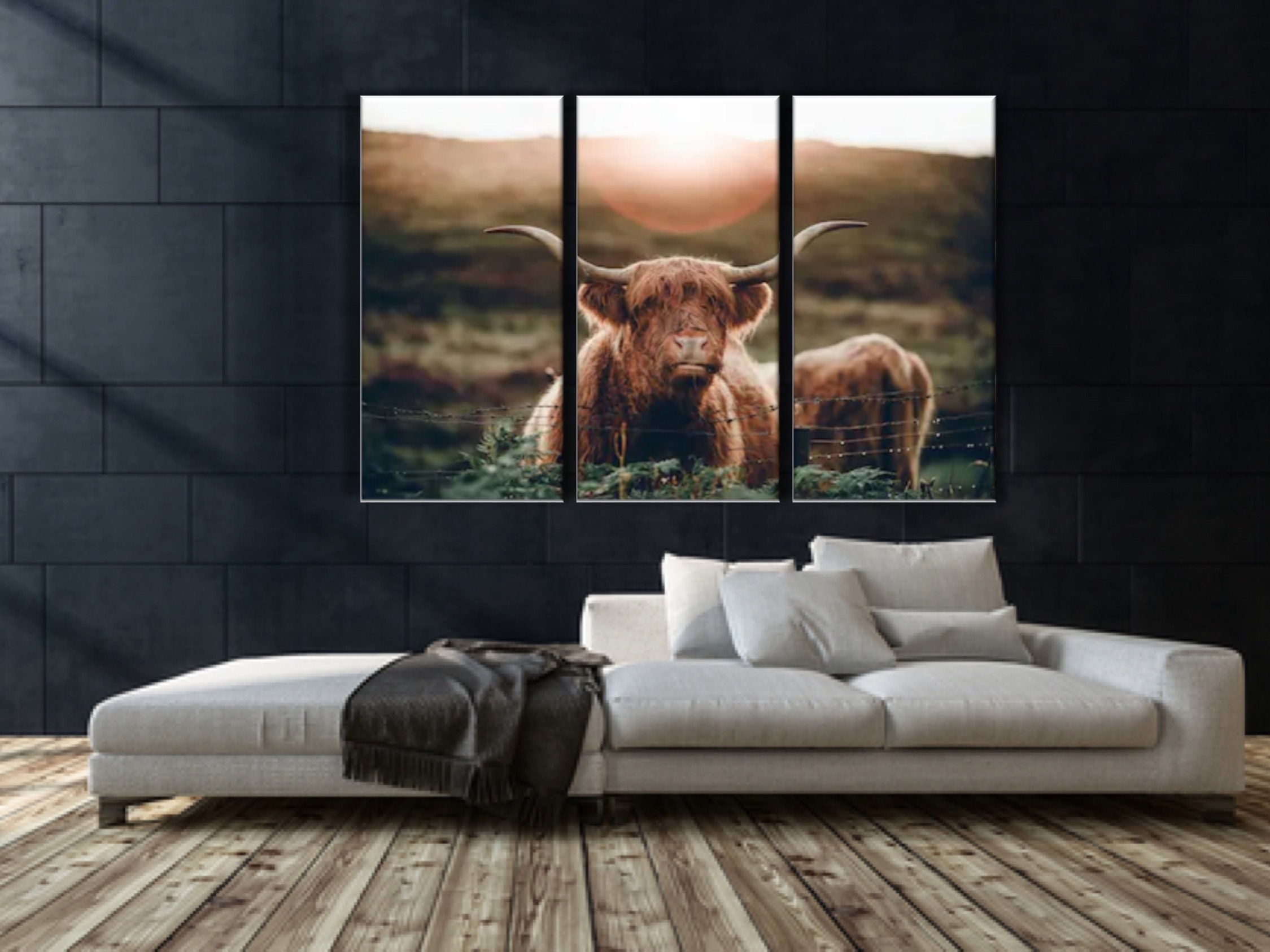 Highland Cow Highland Cow Decor Highland Calf Canvas Etsy