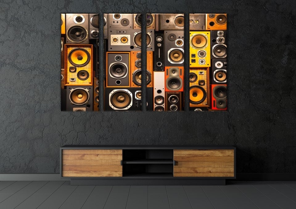 Retro Vintage Style Music Sound Speakers, Music Lover Print