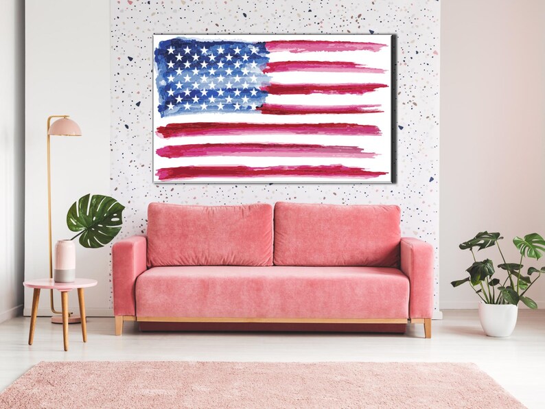 US Flag Canvas American Flag Wall Art United States National Etsy
