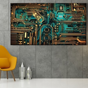 Circuit Board Wall Art, Electronic Board Print Canvas, Computer Components  ArtWork, Science Art, Motherboard Art, Engineer Technology Gift