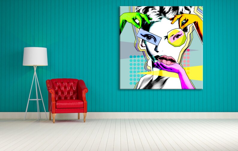 Pop Art Wall Decor Retro Style Wall Art Abstract Canvas Etsy